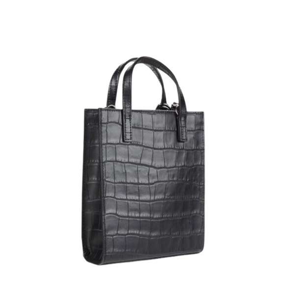 Marc Jacobs Black Croc Embossed Leather Micro Tote - Picture 2 of 7